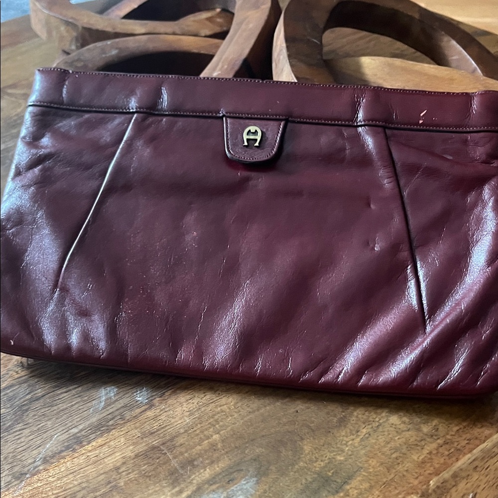 Etienne Aigner Deep Red Leather Clutch